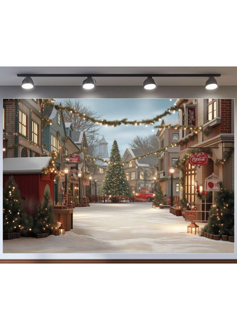 Фотозона Зимняя улочка и новогодние дома – №46579 Vinylpex (369929873)