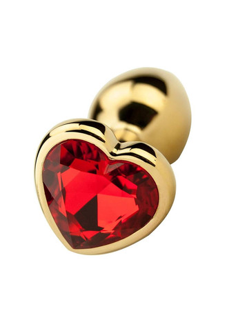 Анальна пробка М 3,4 см середня золота з каменем сердечком у формі серця TOYFA Metal Focus (303908119)