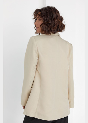 Бежевый женский женский пиджак с цветной подкладкой 6047 Lurex однотонный - демисезонный
