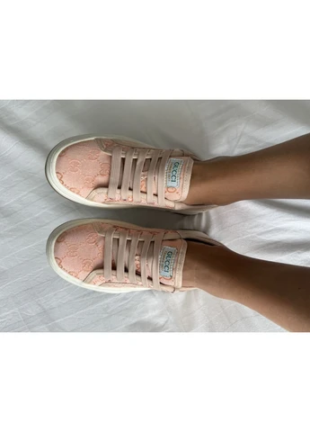 Кроссовки женские Gucci GG Canvas | Гуччи Канвас персиковые No Brand персиковые демисезоны (366343500)