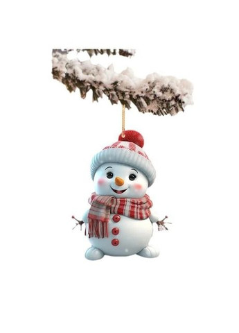Новогодний декор - акриловая 2D елочная игрушка Счастливый Снеговик, подвеска для автомобиля или ключей No Brand (314813444)