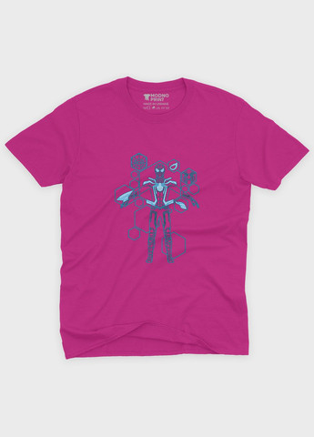 Розовая демисезонная футболка для девочки с принтом супергероя - человек-паук (ts001-1-fuxj-006-014-094-g) Modno
