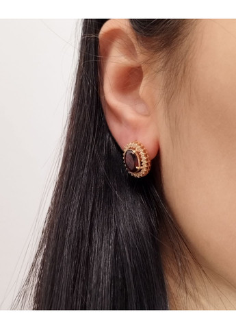 Золотые серьги с гранатом 2172 No Brand Сережки (370161683)