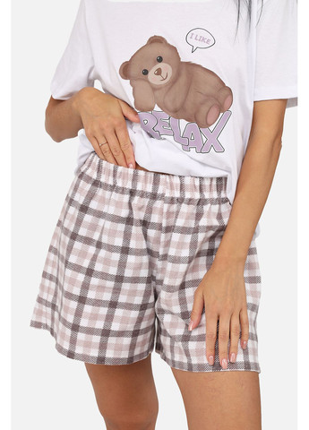 Біла всесезон піжама з шортами жіноча колір білий cb-00282046 Yuki