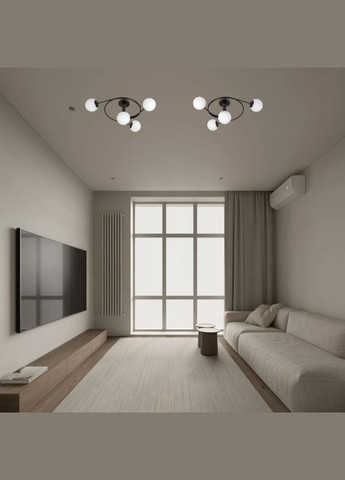 Чорна стельова люстра з кулями (61-LX04-4 BK+WH) No Brand (370069528)