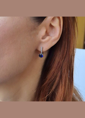 Серебряные серёжки серьги с Синими камнями серебро 925 пробы Родированное 82112с 2.50г No Brand (306741353)