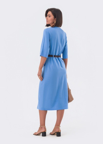 Голубое платье-рубашка голубого цвета с поясом Dressa