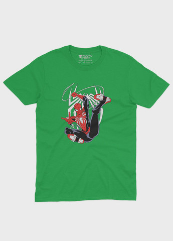 Зелена демісезонна футболка для хлопчика з принтом супергероя - людина-павук (ts001-1-keg-006-014-025-b) Modno