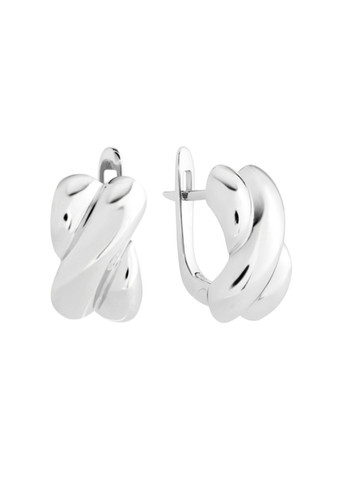 Срібні сережки без каменів Об'ємні срібло 925 проби Родоване вс359р 3.46г Nobrand (370438615)