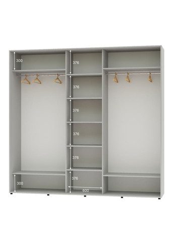 Шкаф-купе трехдверный 260*60*230 Серый Зеркало с пескоструйным рисунком ШК-04 Алекса (360479509)