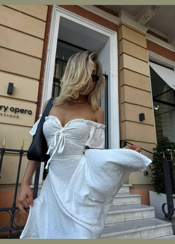 Белое деловое, повседневный, кэжуал, вечернее женское платье Україна в горошек