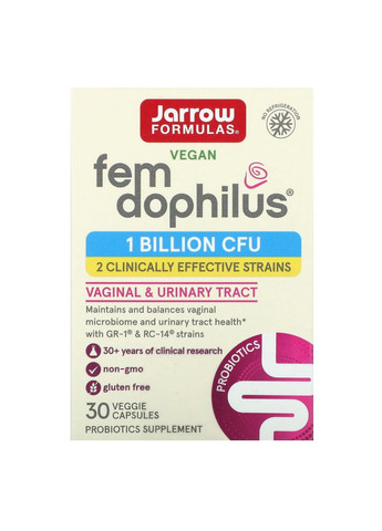 Пробіотики для жінок Fem Dophilus для здоров'я статевої системи 30 рослинних капсул Jarrow Formulas (268465933)