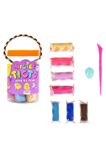 Набір маси для ліплення для дітей 3+ Містер Тісто 7 кольорів, безпечний розвивальний для творчості Strateg (362439405)