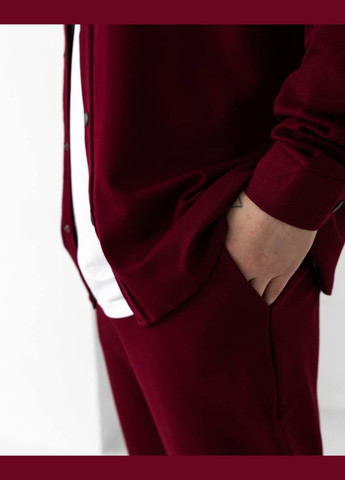 Бордовий демісезонний замшевий костюм двійка з сорочкою, брючний Україна