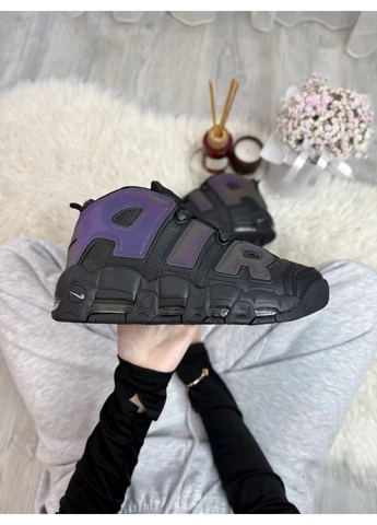Черные летние кроссовки nike air more uptempo black reflective найк аир мор уптемпо No Brand