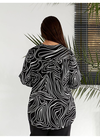 Чорно-біла блуза-сорочка жіноча бохо Style Point