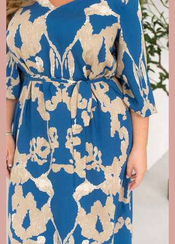 Синее повседневный платье футляр Minova с абстрактным узором