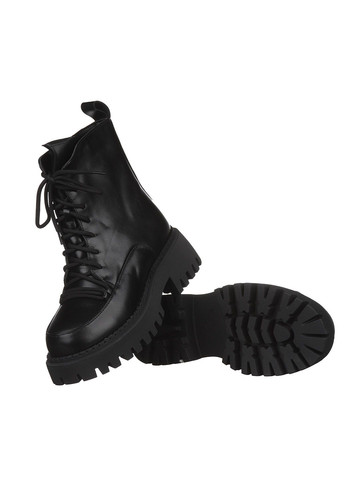 Черевики жіночі D188 зимові зі штучної шкіри зі шнурівкою на високій підошві повсякденні чорні Meideli (365591198)