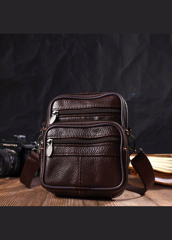 Компактна сумка чоловіча на пояс із натуральної шкіри 21484 Коричнева Vintage (329151035)