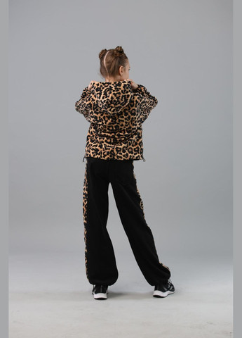 Коричневый зимний костюм (штаны, худи) подростковый леопардовый брючный IRmAS оверсайз