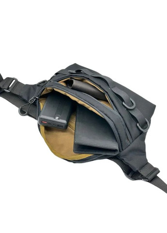 Чоловіча сумка бананка на пояс, з кріпленням півкільця під доп спорядження, колір чорний. Чоловіча текстильна сумка на пояс. LQ 8227210 (295689753)