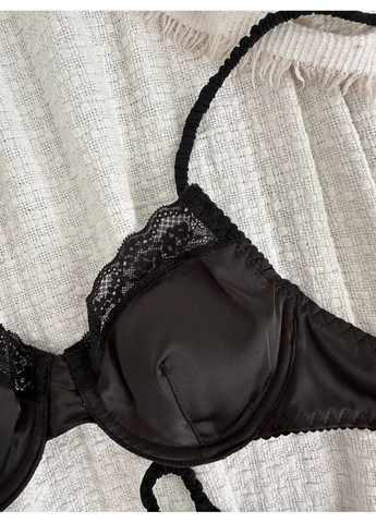 Чорний балконет комплект жіночої білизни | сатинова ніжність, чорний Vital-Textile з кісточками поліестер, еластан