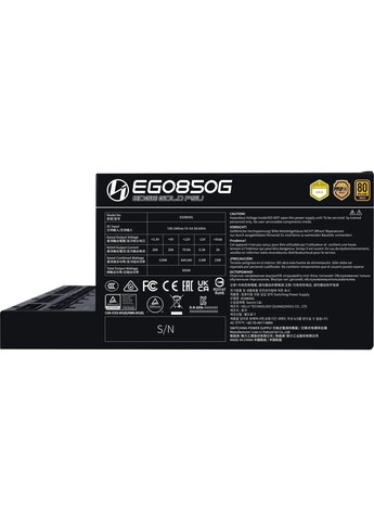 Блок питания EDGE850, 80 Plus Gold, Black, EU Cord (G9P.EG0850G.B000.EU) Lian Li (362215229)