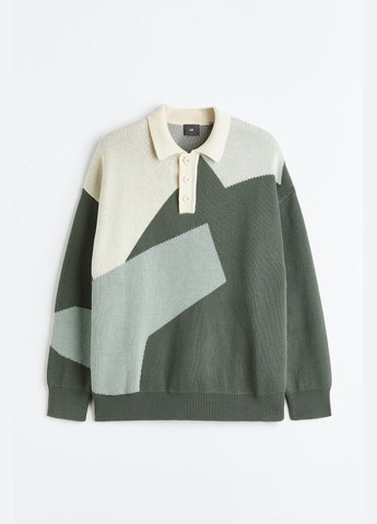 Оливковый демисезонный свитер оверсайз H&M
