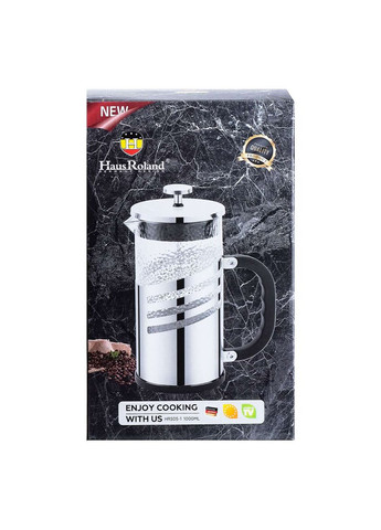 Френч-пресс чайник стеклянный Haus Roland 1 литр с фактурным фильтром, TS Kitchen (363134511)