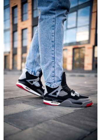 Черные летние кроссовки nike air jordan 4 retro black grey найк аир джордан No Brand