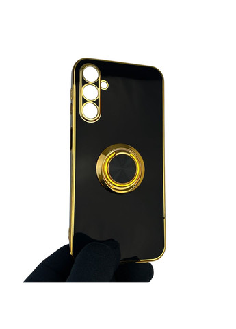 Чехол для Galaxy A24 SM-A245F с кольцом-подставкой с золотой окантовкой на самсунг а24 черный gs1 Samsung (366227972)