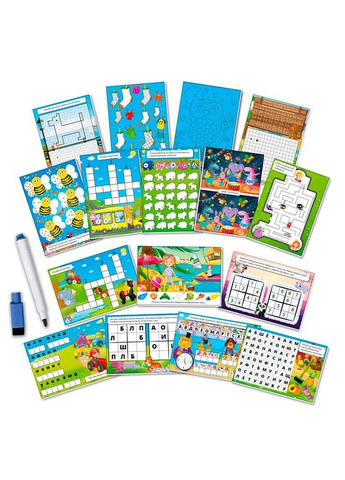 Игра с маркером "Пиши и вытирай "Зебра" VT5010-06, 16 игровых полей Vladi toys (305696817)