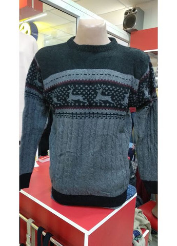 Серый зимний свитер мужской зимний теплый олени шерсть s No Brand