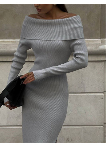 Сіра повсякденний, кежуал сукня No Brand однотонна