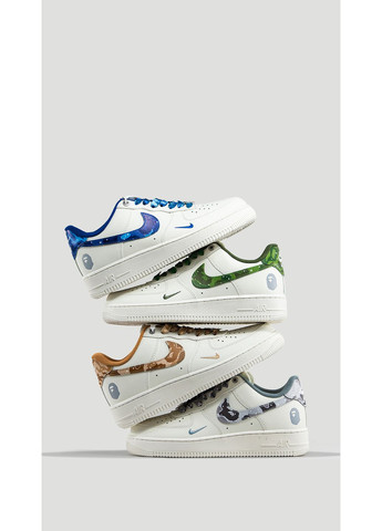 Белые демисезонные кроссовки мужские Nike Air Force 1 x BAPE