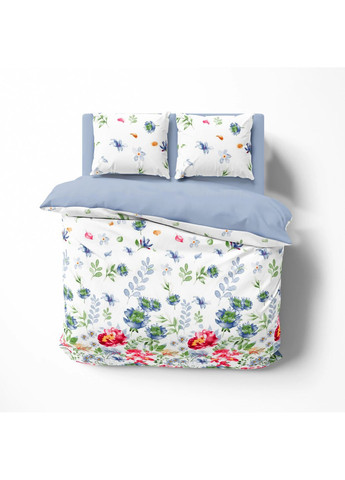 Двоспальний комплект постільної білизни Бязь з наволочками 70*70 см, 115 гр/м2 Акварельна розкіш Білий (19650180215) ТЕП (365851688)