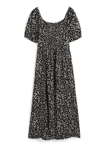 Комбинированное кэжуал платье в цветочный принт C&A однотонное