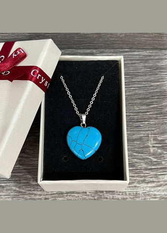 Оригінальний подарунок дівчині - натуральний камінь Бірюза кулон у формі сердечка на ланцюжку в коробочці Овен (326807827)