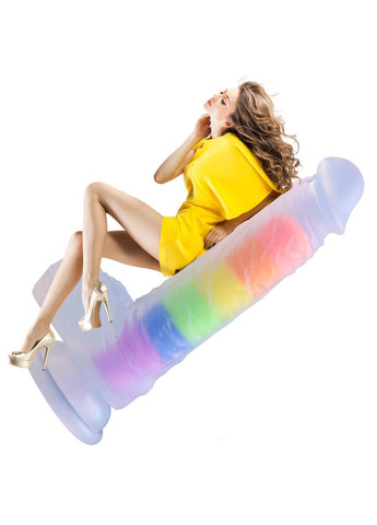 Цветной силиконовый фаллоимитатор с мошонкой 20*4 см YEAIN (284279575)