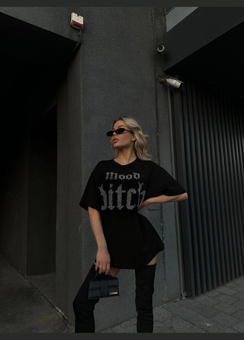 Черная футболка женская летняя с рисунком No Brand
