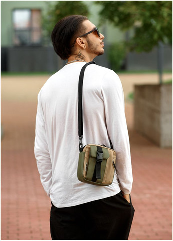 Сумка чоловіча через плече текстильний месенджер на телефон TEL хакі Sambag (302008259)