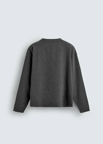 Лонгслів Zara однотонний сірий