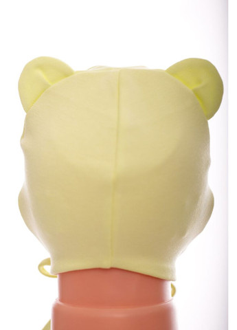 Шапка на зав'язках подвійний трикотаж BE HAPPY жовта 0м+ (50158) BABYKROHA (323469361)