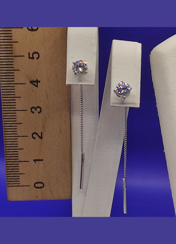 Серебряные серьги-протяжки 925 пробы,покрытие родий Shiny 5353/1 No Brand (333828351)