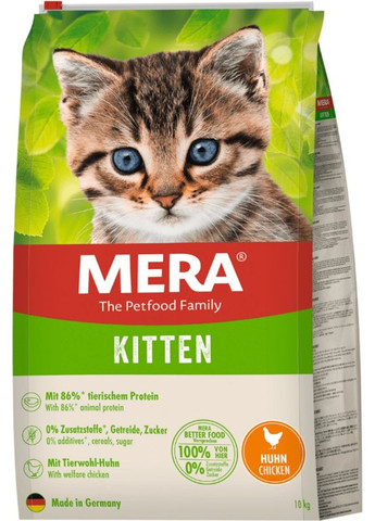 Сухой корм для кошек Cats Kitten Сhicken (Huhn) с курицей 10 кг (4025877382451) Mera (300288751)