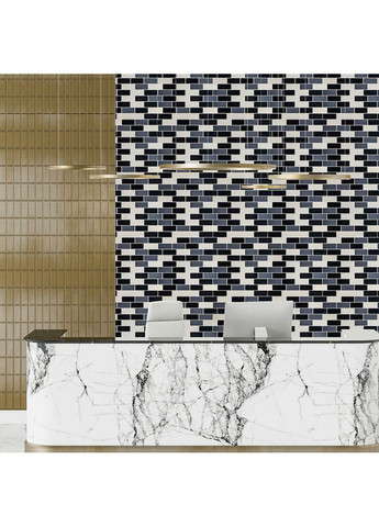 Самоклеюча поліуретанова плитка чорна сіра молочна цегла 305х305х1мм (D) SW-00001329 love-shopping Sticker Wall (354661024)