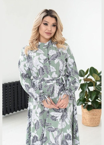 Зеленое вечернее платье женское летнее батальное fj-2879 54, зеленый Sofia