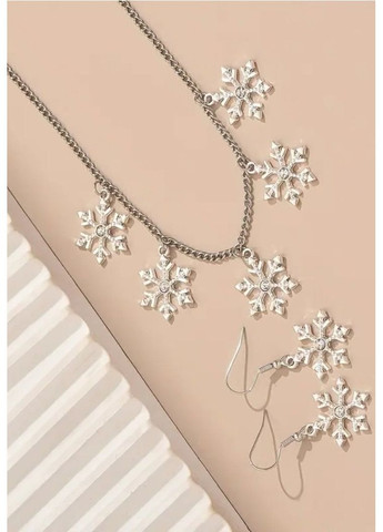 Новогодний набор колье с серьгами снежинки, 1735 No Brand (368887128)