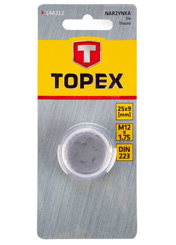 Плашка (M12, 25x9 мм) для нарезания внешней резьбы (22558) Topex (292312952)