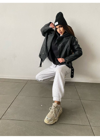 Чорна демісезонна куртка-косуха жіноча оверсайз яскраво-рожевого кольору No Brand